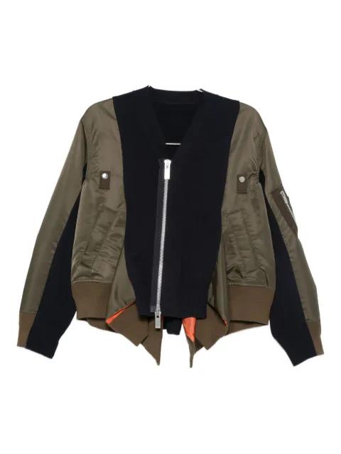 knitted-panel bomber jacket by SACAI