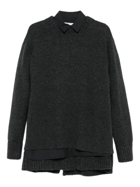 layered classic-collar mini dress by SACAI