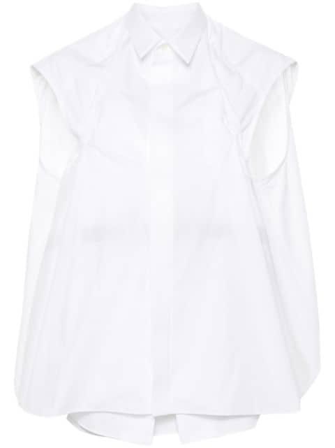 layered-design sleeveless blouse by SACAI