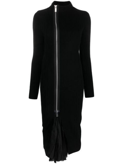 layered wool and satin dress by SACAI