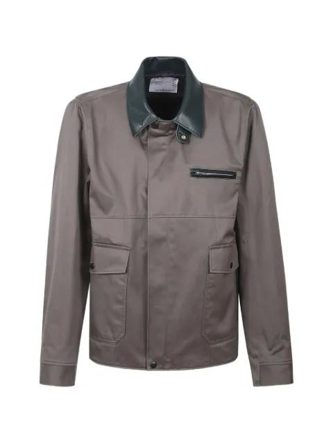 leather-collar shirt jacket by SACAI