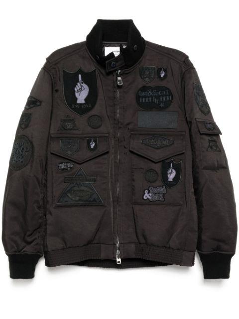 logo badge bomber jacket by SACAI