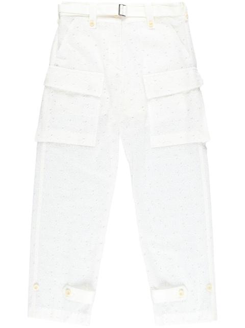 logo-embroidery trousers by SACAI