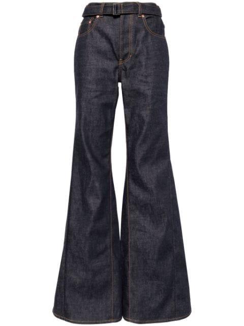 mid-rise flared jeans by SACAI