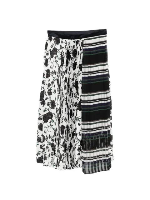mix-print pleated midi skirt by SACAI