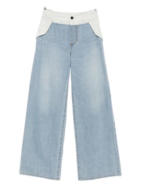 panelled cotton jeans by SACAI