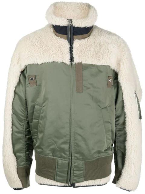panelled funnel neck jacket by SACAI