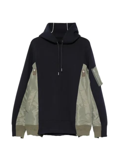 panelled zip-pocket hoodie by SACAI