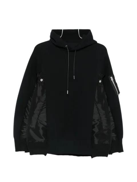 panelled zip-pocket hoodie by SACAI