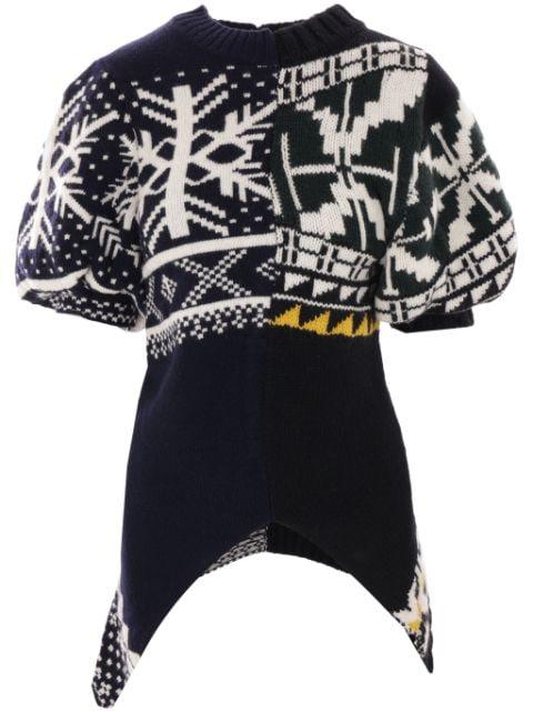 patchwork short-sleeve sweater by SACAI