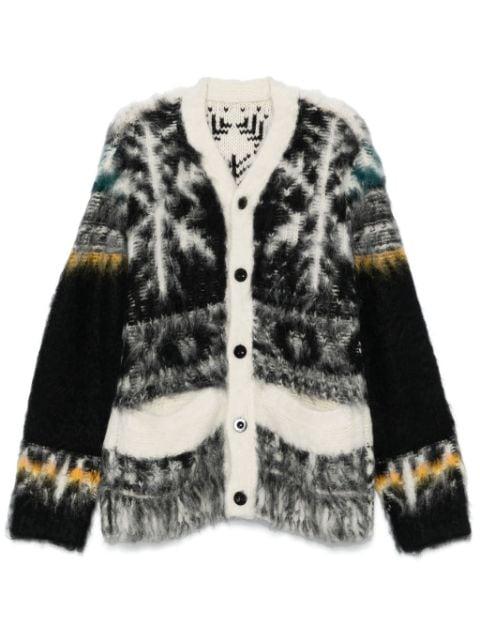 patterned pocket cardigan by SACAI