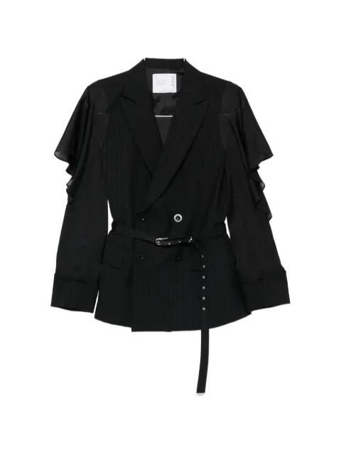 pinstripe belted blazer by SACAI