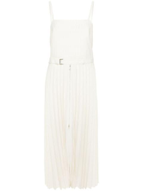 pinstriped pleated maxi dress by SACAI