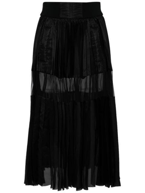 pleated panelled midi skirt by SACAI
