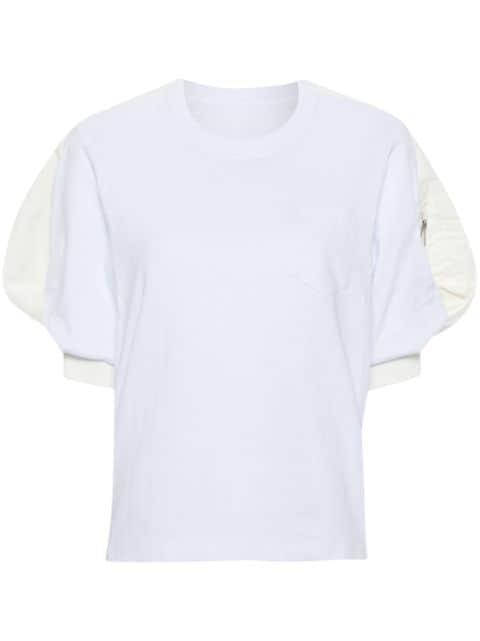 puff-sleeves cotton T-shirt by SACAI