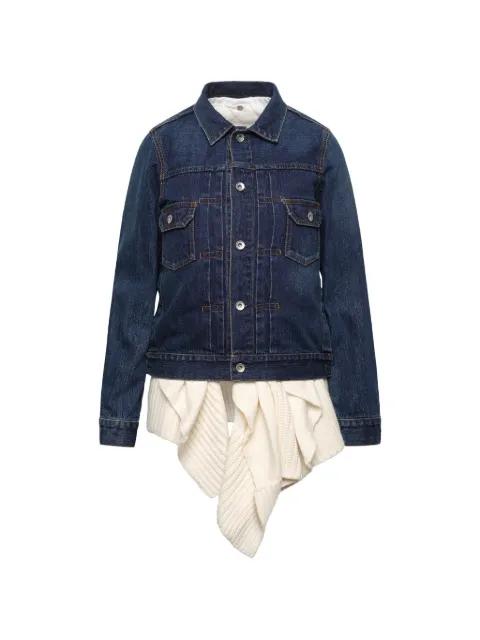 ribbed-knit panel denim jacket by SACAI