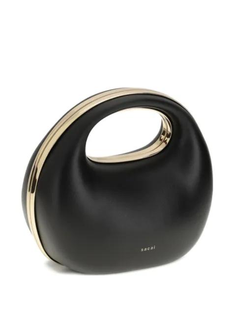 round leather clutch bag by SACAI