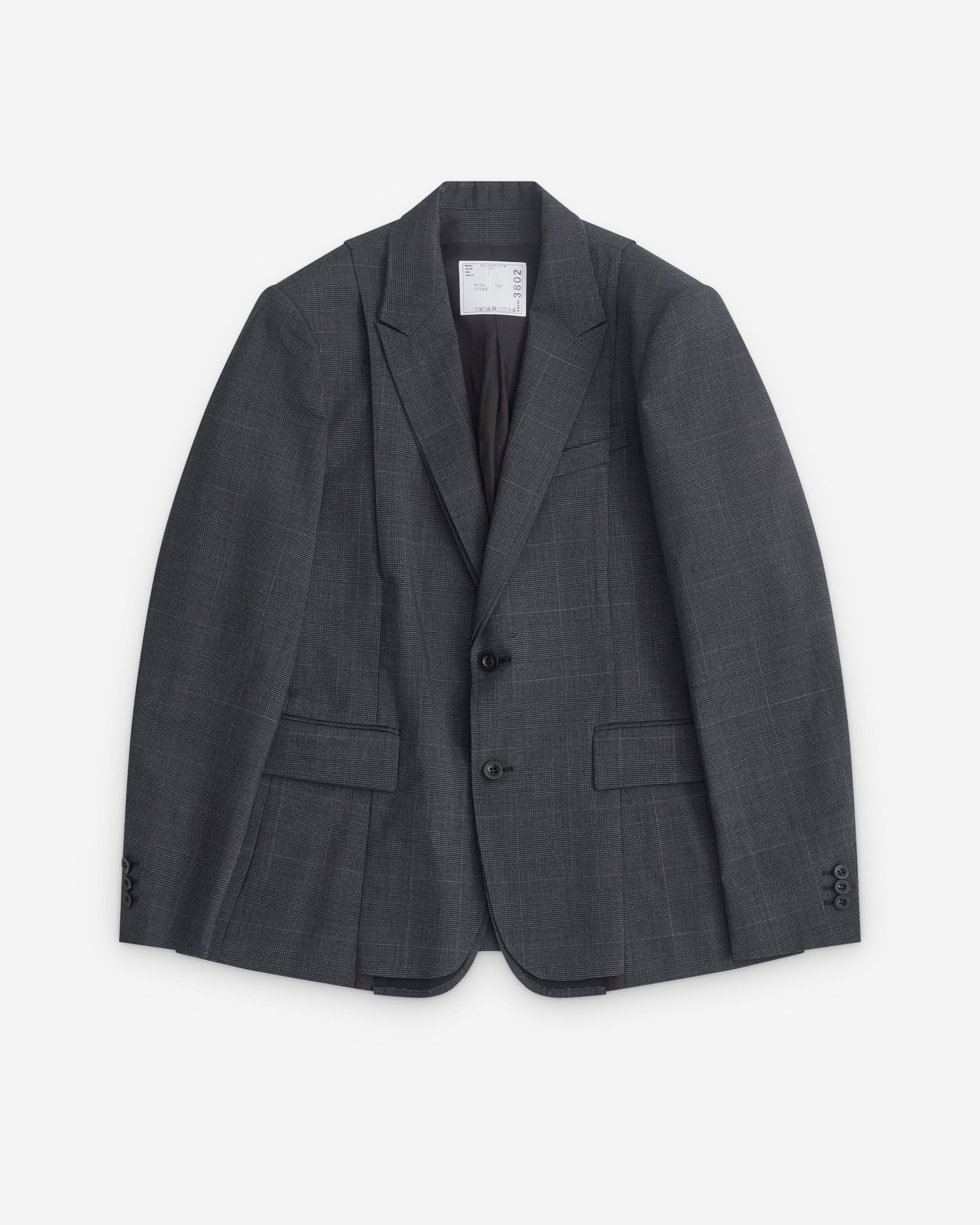 sacai - Men’s Glen Check Layered Jacket - (Grey) by SACAI