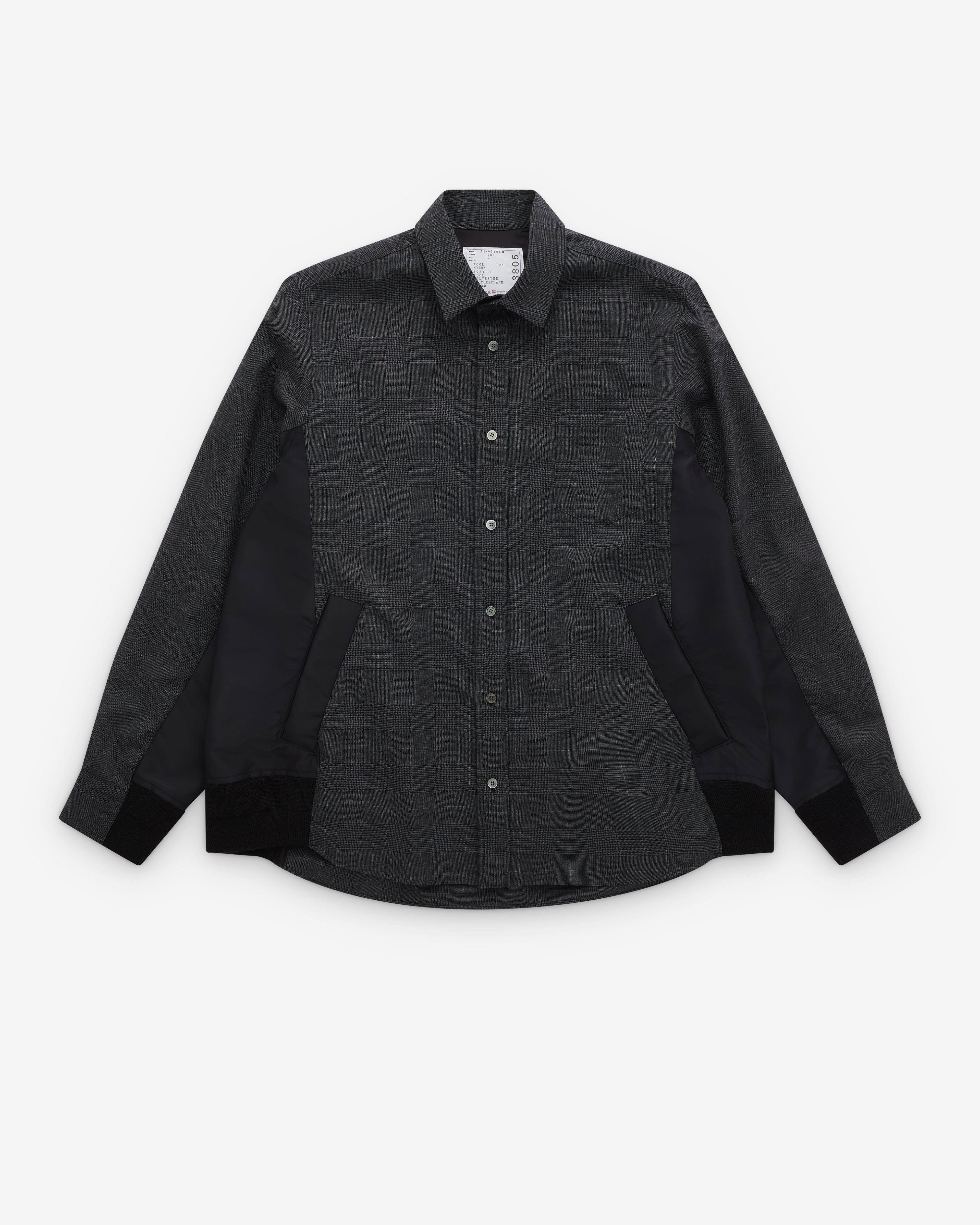 sacai - Men’s Glen Check Shirt - (Grey/Black) by SACAI