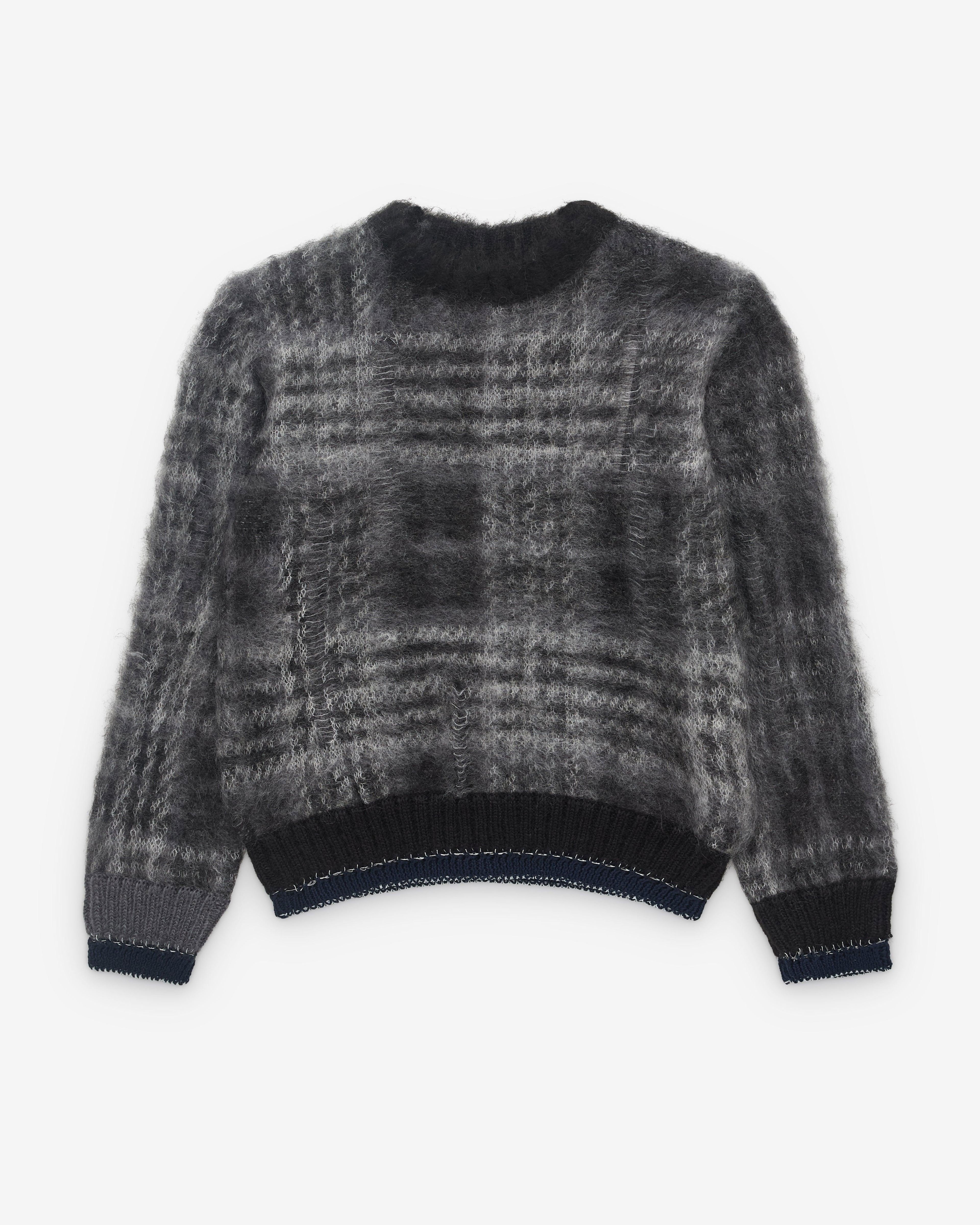 sacai - Men’s Plaid Mohair Knit Pullover - (Black/Grey) by SACAI