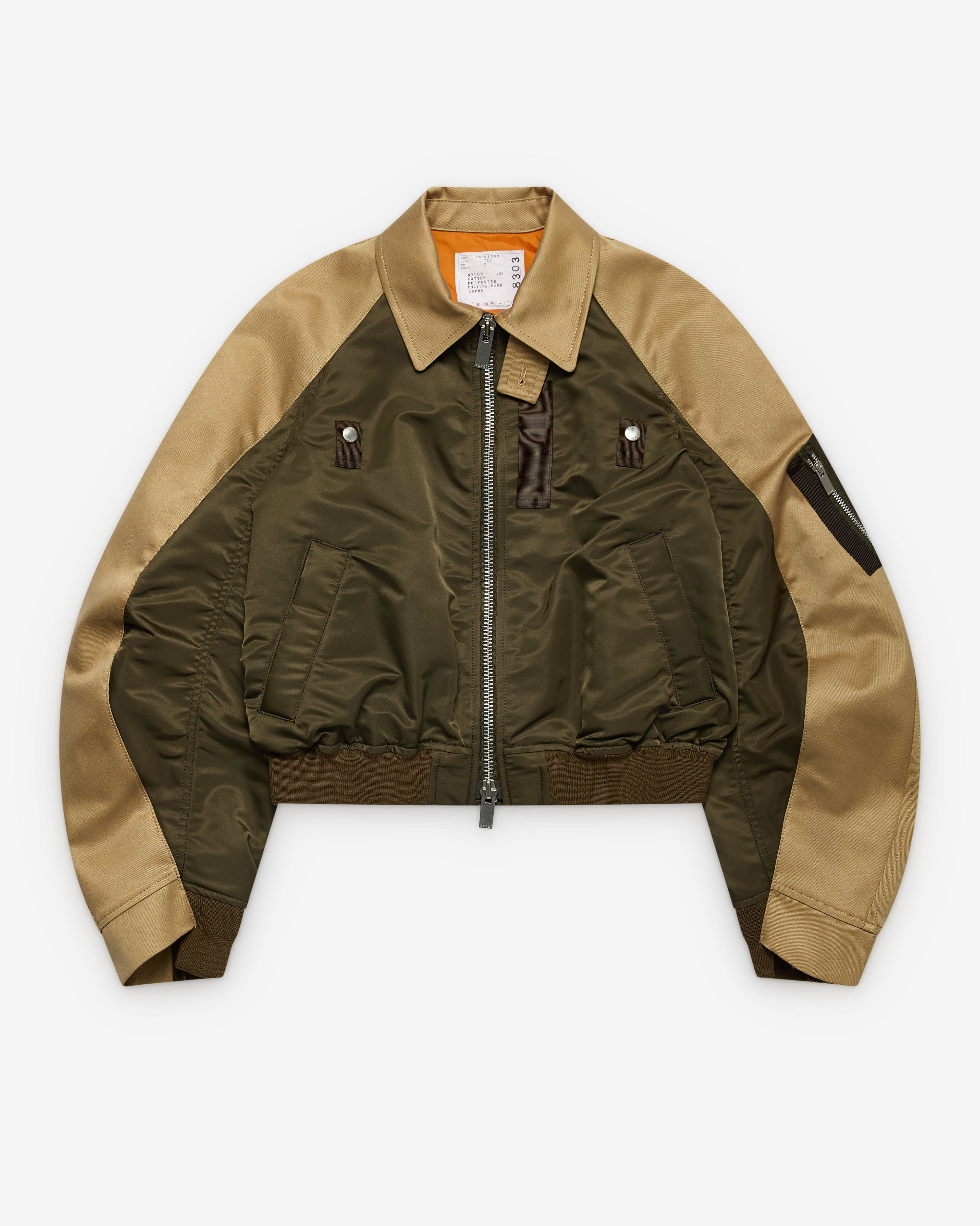 sacai - Women's Collared Bomber Jacket - (Khaki/Stone) by SACAI