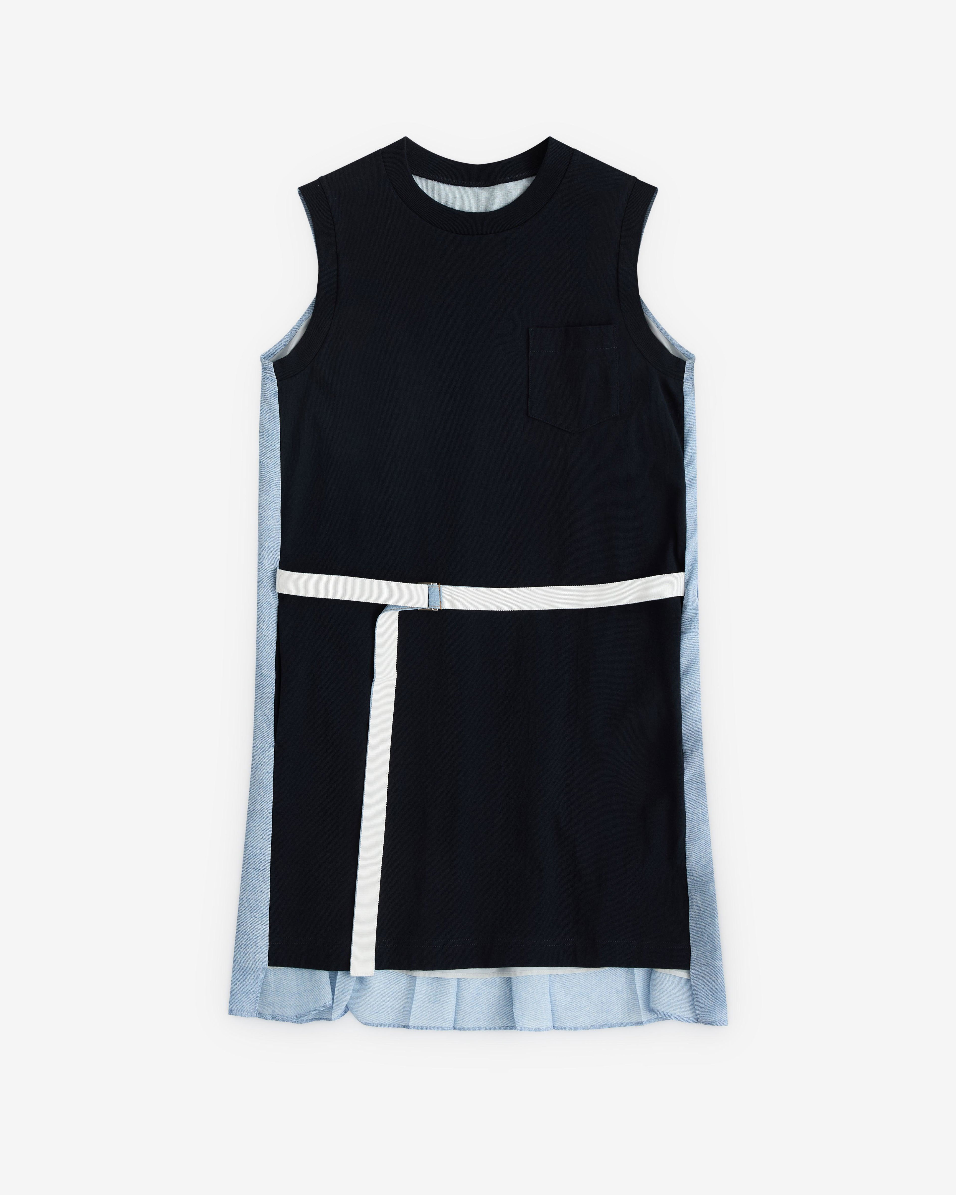 sacai - Women’s Denim Cotton Jersey Dress - (Black/Denim) by SACAI