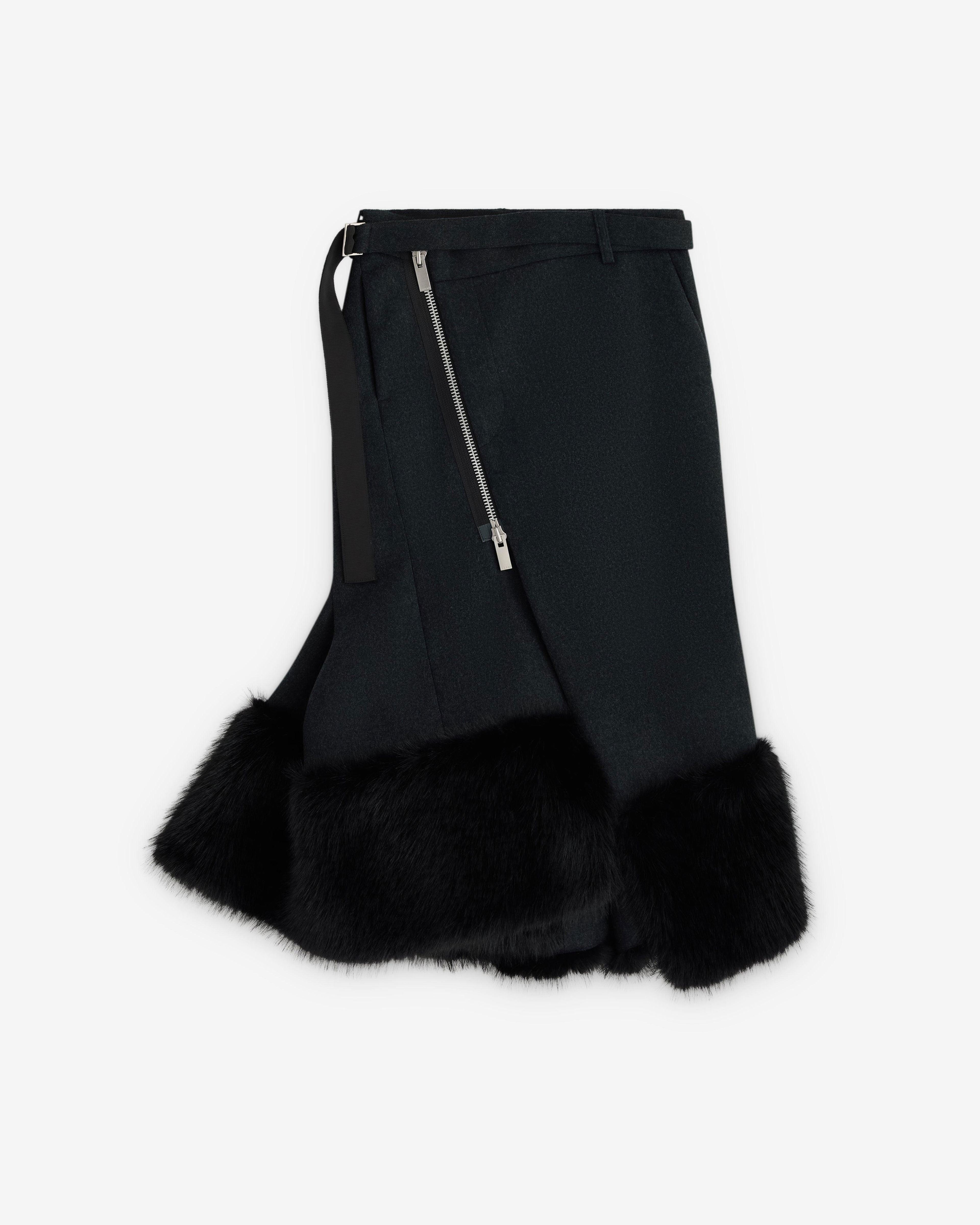 sacai - Women's Faux Fur Trimmed Skirt - (Charcoal) by SACAI