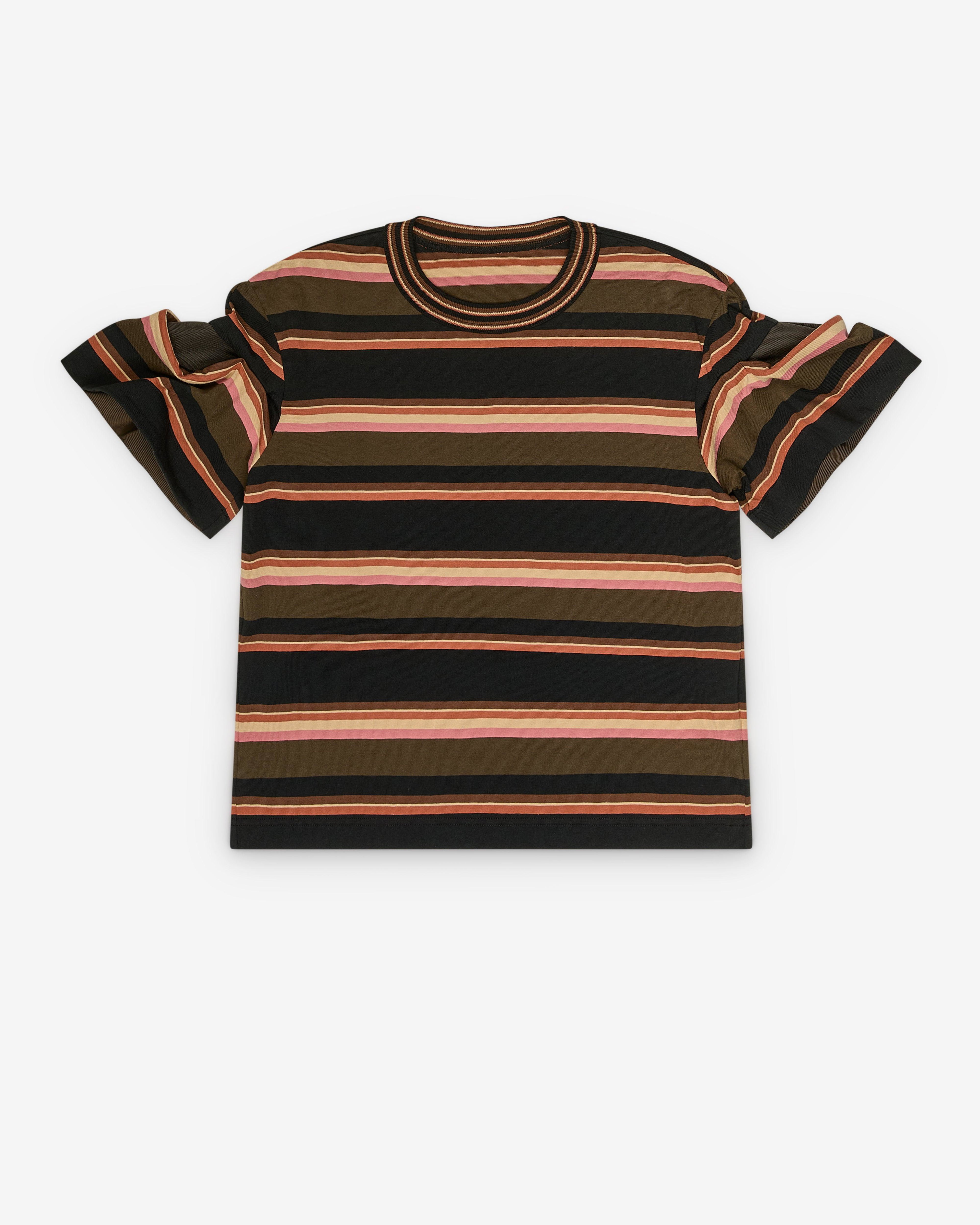sacai - Women's Horizontal Stripe T-Shirt - (Khaki/Pink) by SACAI