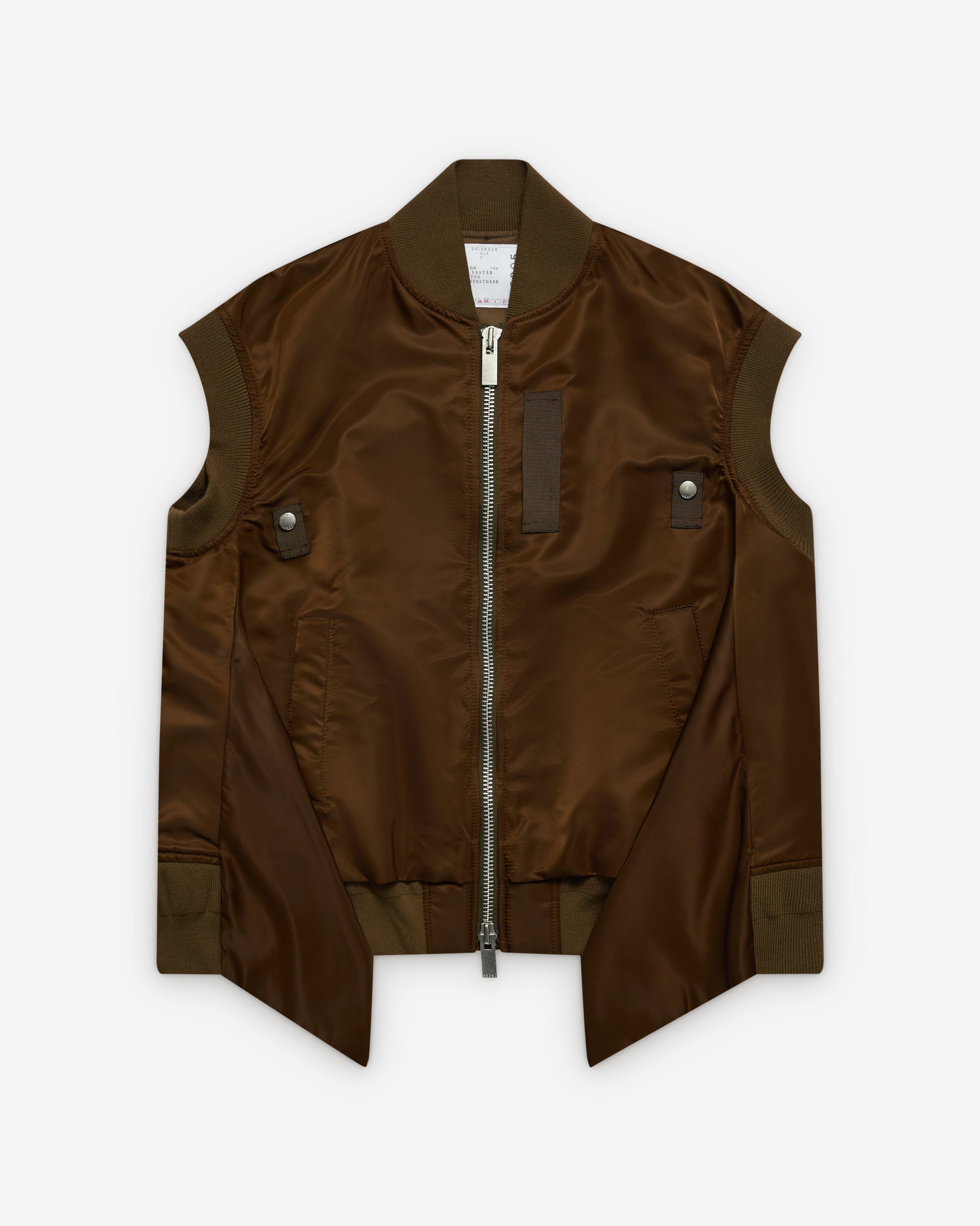 sacai - Women's Nylon Twill Vest - (Brown) by SACAI
