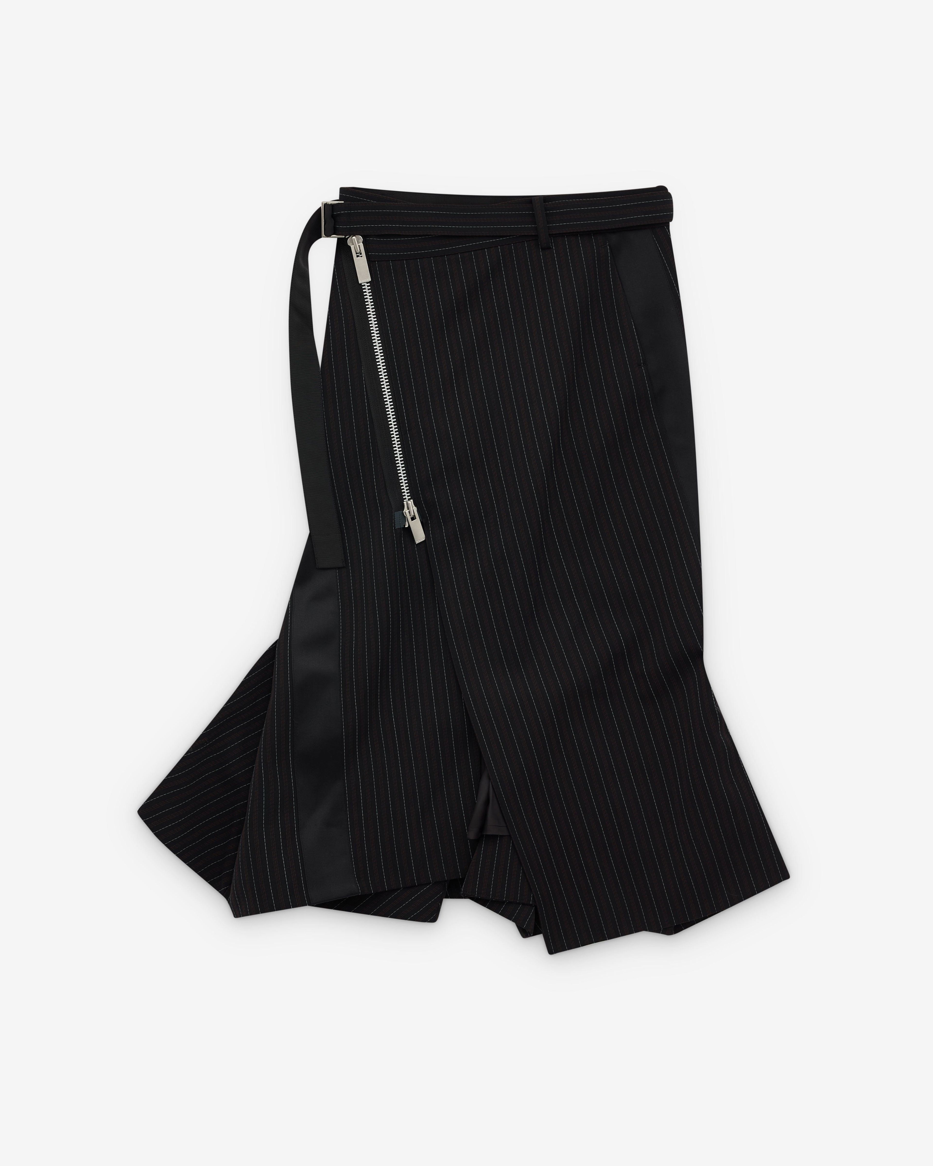 sacai - Women's Stripe Doeskin Skirt - (Black) by SACAI