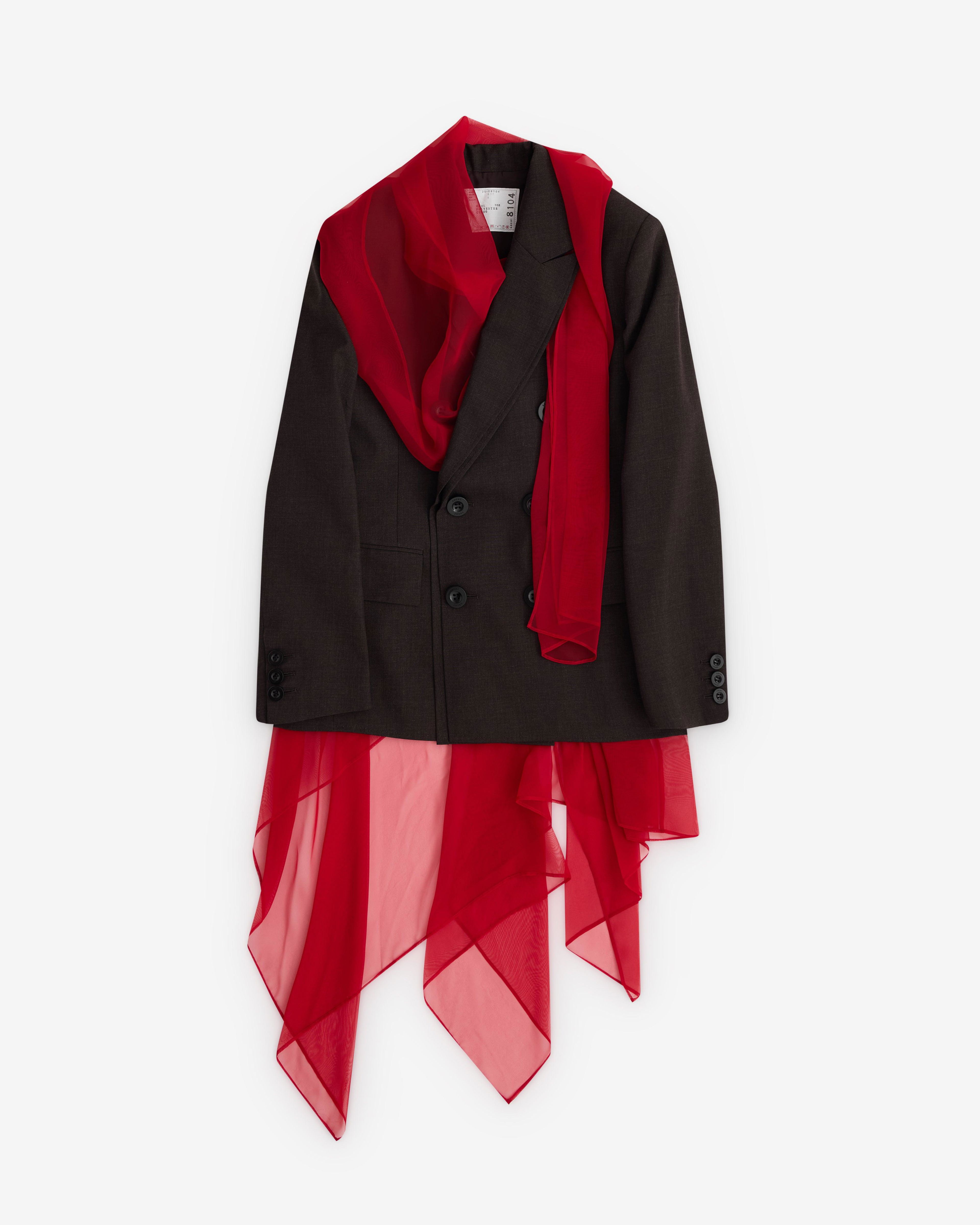 sacai - Women's Tulle Drape Blazer - (Burgundy/Red) by SACAI
