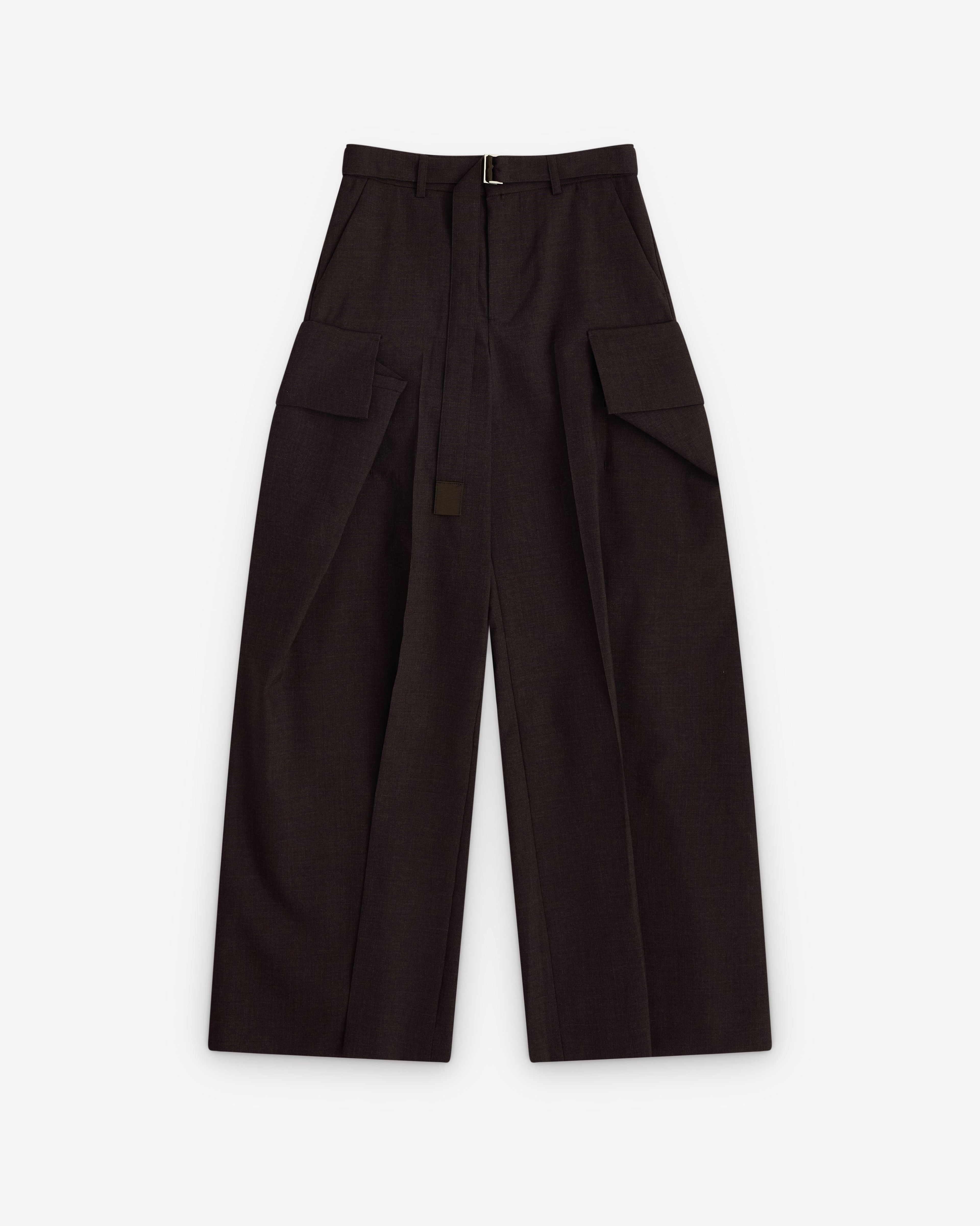 sacai - Women's Wide Leg Pleated Trousers - (Burgundy) by SACAI