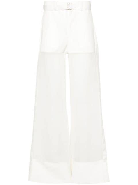 semi-sheer panels palazzo pants by SACAI