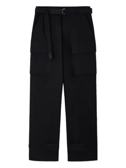 side-pockets belted trousers by SACAI