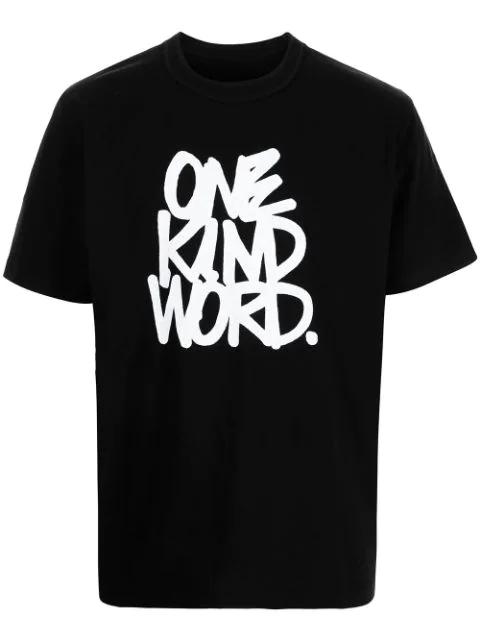 slogan-print T-shirt by SACAI