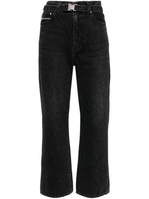straight-leg belted cropped jeans by SACAI