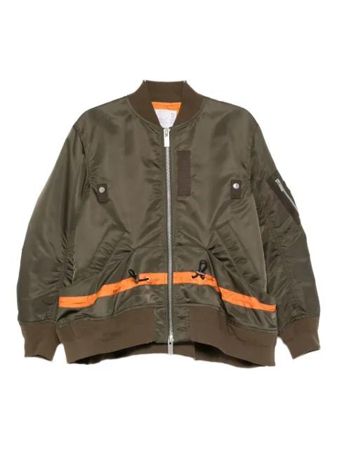 stripe-detail zip-up bomber jacket by SACAI