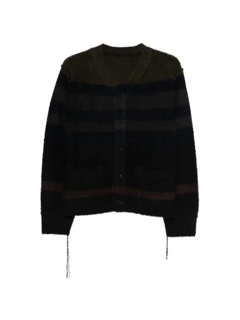 striped distressed-effect cardigan by SACAI