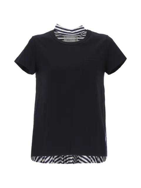 striped pleated T-shirt by SACAI