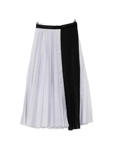 striped pleated midi skirt by SACAI