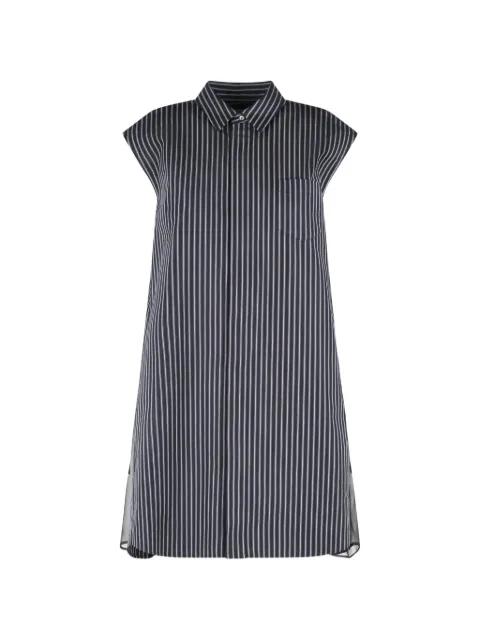 striped sheer-panelled dress by SACAI