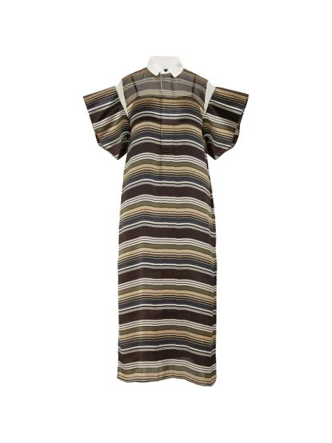 striped short-sleeve midi dress by SACAI