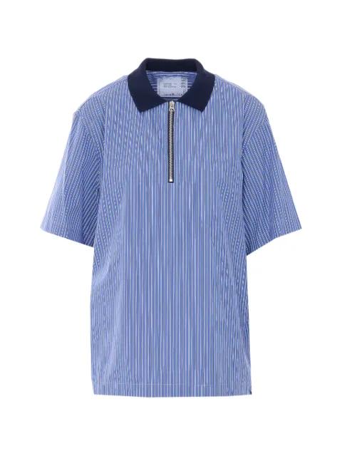 striped zip polo shirt by SACAI