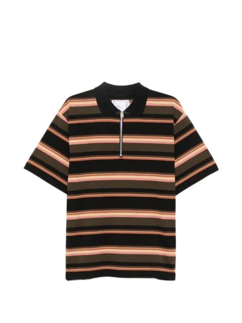striped zip-up poplin polo shirt by SACAI