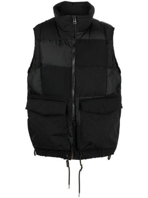 suede-panel padded gilet by SACAI