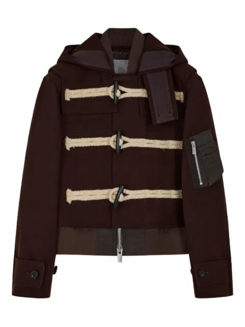 toggle-fastening hoodied jacket by SACAI