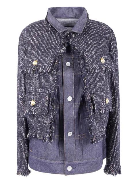 tweed-panel denim jacket by SACAI