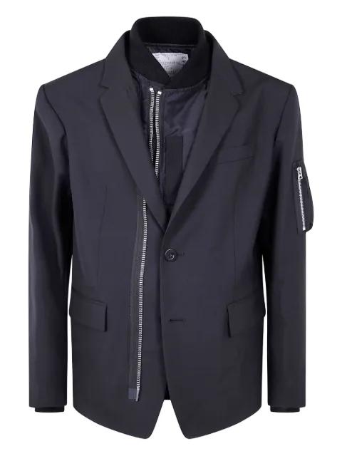 zip-detail two-button jacket by SACAI