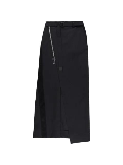zip-up belted maxi skirt by SACAI