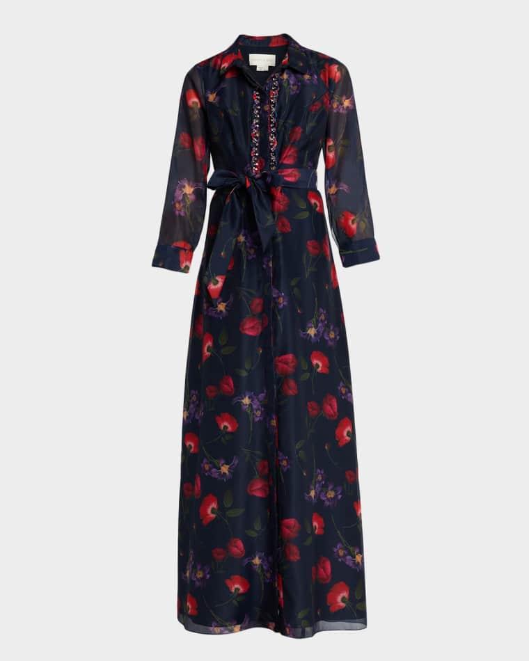 Addison Floral-Print Chiffon Shirt Gown by SACHIN BABI